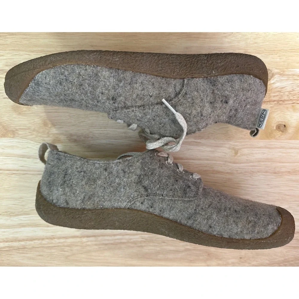 KEEN Mens Mossy Derby Shoes 11 Taupe Felt/Birch Recycled‎ Wool Comfort Casual